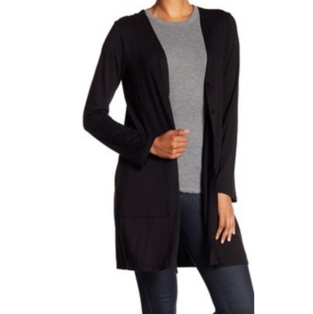 Max Studio Black Long Travel Cardigan